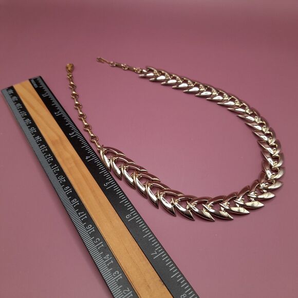 Coro Smooth Chain Linked Necklace Vintage Choker Gold Tone 16” - Picture 12 of 12